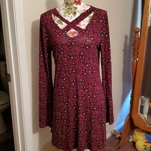 Maroonish/burgandy colored print dress